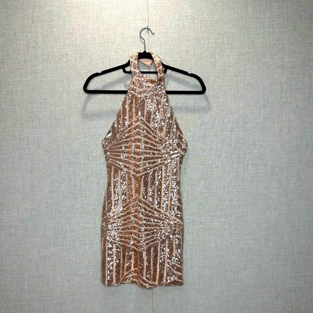 Sequin Halter Mini Dress